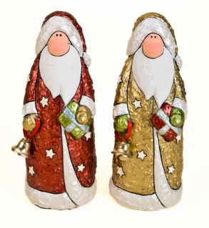 Keramik Weihnachtsmann mit Glöckchen - Nikolaus Gold