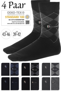 High Comfort Business Socken nahtfrei - 4 Paar - Männersocken Strümpfe Herrensocken 43 - 46 blau (Streifen)