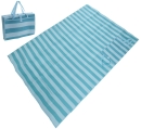 Strandmatte gestreift 150 x 200 cm Strohmatte aus Kunststoff wasserabweisend XXL - Blau