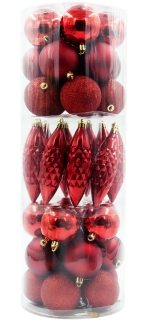 40-teiliges Christbaumschmuck Set - Christbaumkugeln Weihnachtskugeln Weihnachtsdeko - Rot