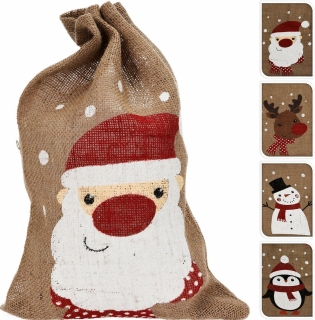 Jutesack Geschenkbeutel Dekobeutel Weihnachtsdeko Dekoration 33 x 50 cm - Rentier