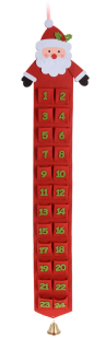 Adventskalender aus Filz mit Glocke 97 cm befüllbar - Nikolaus Weihnachtsmann (Rot)