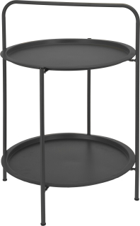 Outdoor Beistelltisch RAGNA mit 2 Etagen - Ø: 50 cm H: 66 cm - Scandi Gartentisch Dekotisch Metall dunkelgrau